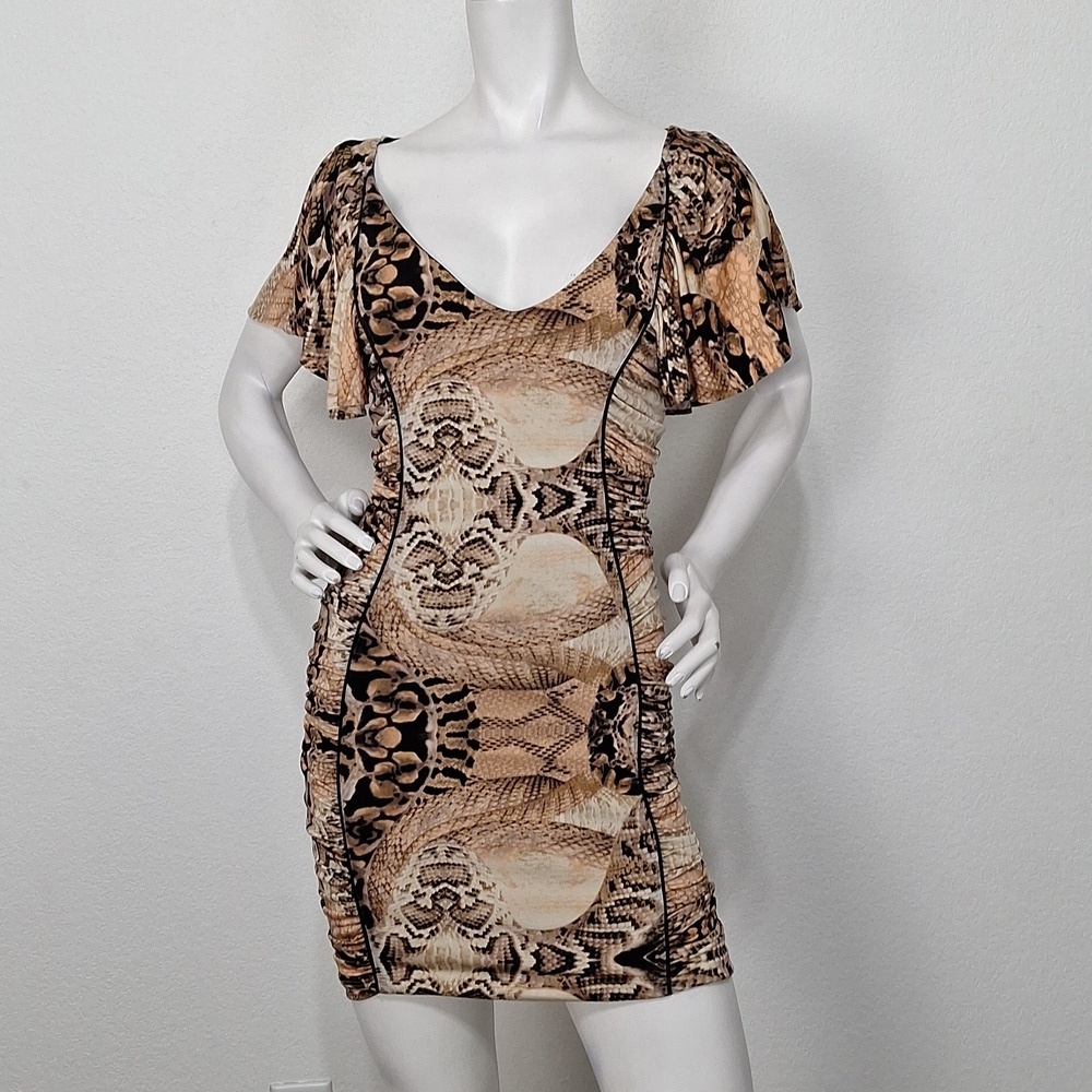 Bebe Addiction Y2K Vintage Snake Print Mobwife Mini Dress Made in USA Size S